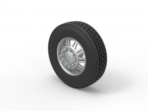 Front custom wheel of semi truck Version 10 Scale 1 to 25 3D Print Model