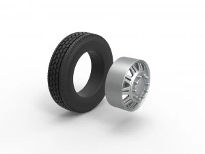 Front custom wheel of semi truck Version 10 Scale 1 to 25 3D Print Model