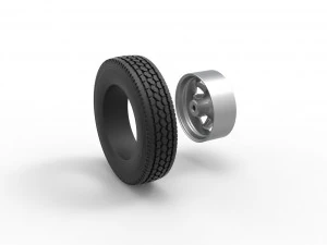 Front custom wheel of semi truck Version 10 Scale 1 to 25 3D Print Model