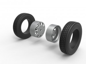 Rear custom wheel of semi truck Version 10 Scale 1 to 25 3D Принт Модель