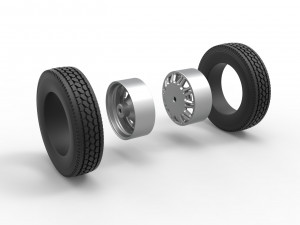 Rear custom wheel of semi truck Version 10 Scale 1 to 25 3D Принт Модель