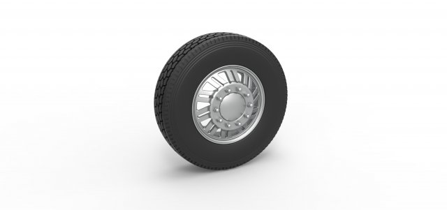 Front custom wheel of semi truck Version 11 Scale 1 to 25 3D-Druckmodell .c4d .max .obj .3ds .fbx .stl .blend 