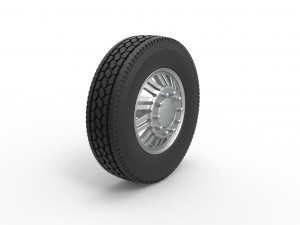 Front custom wheel of semi truck Version 11 Scale 1 to 25 3D-Druckmodell
