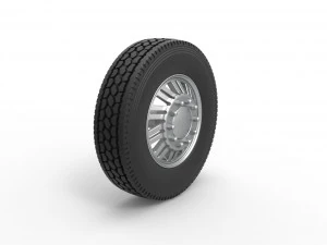 Front custom wheel of semi truck Version 11 Scale 1 to 25 3D Print Model