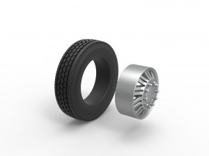 Front custom wheel of semi truck Version 11 Scale 1 to 25 3D-Druckmodell