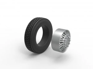 Front custom wheel of semi truck Version 11 Scale 1 to 25 3D Print Model