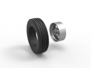 Front custom wheel of semi truck Version 11 Scale 1 to 25 3D-Druckmodell