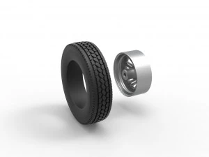 Front custom wheel of semi truck Version 11 Scale 1 to 25 3D Print Model