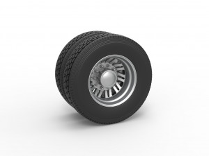 Rear custom wheel of semi truck Version 11 Scale 1 to 25 3D Print Model