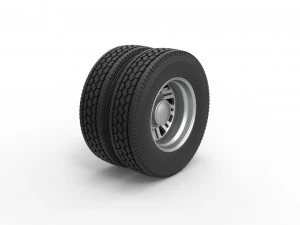 Rear custom wheel of semi truck Version 11 Scale 1 to 25 3D Print Model