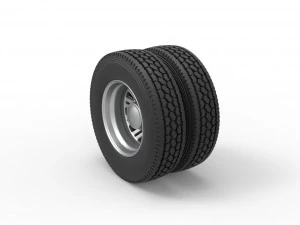 Rear custom wheel of semi truck Version 11 Scale 1 to 25 3D Print Model