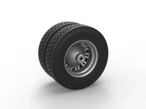 Rear custom wheel of semi truck Version 11 Scale 1 to 25 3D Print Model
