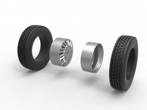 Rear custom wheel of semi truck Version 11 Scale 1 to 25 3D-printmodel