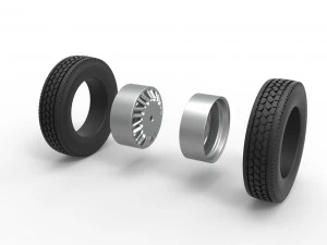 Rear custom wheel of semi truck Version 11 Scale 1 to 25 3D Print Model