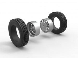 Rear custom wheel of semi truck Version 11 Scale 1 to 25 3D-printmodel