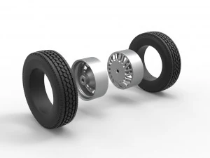 Rear custom wheel of semi truck Version 11 Scale 1 to 25 3D Print Model