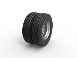 Rear custom wheel of semi truck Version 12 Scale 1 to 25 Modèles 3D en vedette