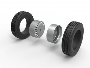 Rear custom wheel of semi truck Version 12 Scale 1 to 25 Modèles 3D en vedette