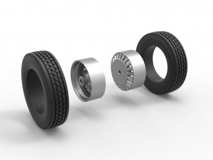 Rear custom wheel of semi truck Version 12 Scale 1 to 25 Modèles 3D en vedette