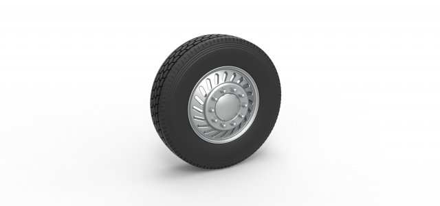 Front custom wheel of semi truck Version 13 Scale 1 to 25 3D-Druckmodell .c4d .max .obj .3ds .fbx .stl .blend 