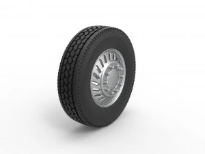 Front custom wheel of semi truck Version 13 Scale 1 to 25 3D Print Model