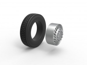 Front custom wheel of semi truck Version 13 Scale 1 to 25 3D-Druckmodell