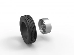 Front custom wheel of semi truck Version 13 Scale 1 to 25 3D Print Model