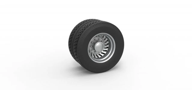 Rear custom wheel of semi truck Version 13 Scale 1 to 25 3D Print Model .c4d .max .obj .3ds .fbx .stl .blend 