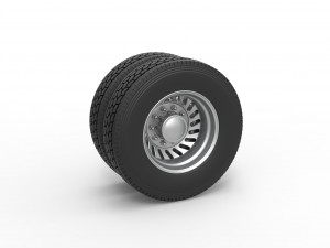Rear custom wheel of semi truck Version 13 Scale 1 to 25 3D-printmodel