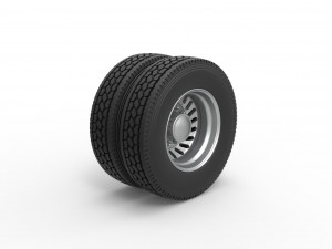 Rear custom wheel of semi truck Version 13 Scale 1 to 25 3D-Druckmodell