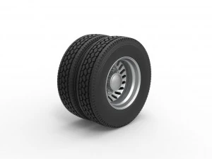 Rear custom wheel of semi truck Version 13 Scale 1 to 25 3D Print Model