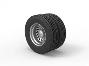 Rear custom wheel of semi truck Version 13 Scale 1 to 25 3D Print Model