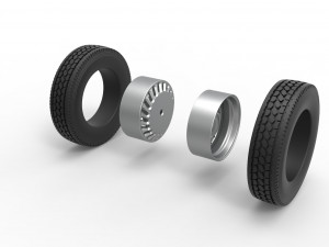 Rear custom wheel of semi truck Version 13 Scale 1 to 25 3D-Druckmodell
