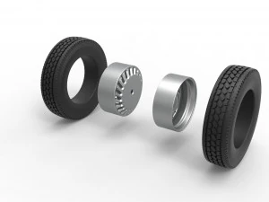 Rear custom wheel of semi truck Version 13 Scale 1 to 25 3D Print Model