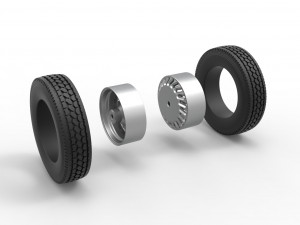 Rear custom wheel of semi truck Version 13 Scale 1 to 25 3D-Druckmodell