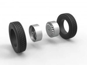 Rear custom wheel of semi truck Version 13 Scale 1 to 25 3D Print Model