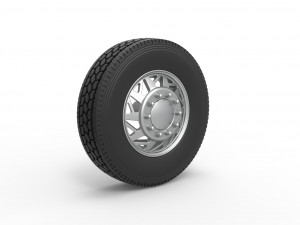 Front custom wheel of semi truck Version 14 Scale 1 to 25 3D Print Model