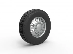 Front custom wheel of semi truck Version 14 Scale 1 to 25 3D Print Model