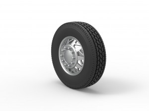 Front custom wheel of semi truck Version 14 Scale 1 to 25 3D Print Model