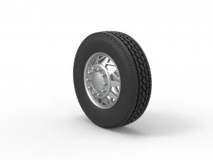 Front custom wheel of semi truck Version 14 Scale 1 to 25 3D Print Model