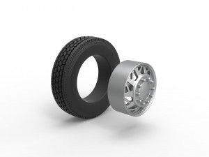 Front custom wheel of semi truck Version 14 Scale 1 to 25 3D Print Model