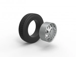 Front custom wheel of semi truck Version 14 Scale 1 to 25 3D Print Model