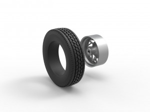 Front custom wheel of semi truck Version 14 Scale 1 to 25 3D Print Model