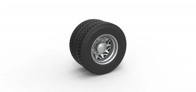 Rear custom wheel of semi truck Version 14 Scale 1 to 25 3D Print Model .c4d .max .obj .3ds .fbx .stl .blend 
