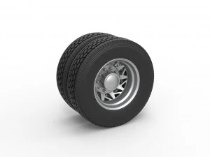 Ruota posteriore personalizzata del semirimorchio Versione 14 Scala da 1 a 25 Modello di stampa 3D