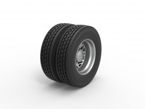 Rear custom wheel of semi truck Version 14 Scale 1 to 25 3D Baskı Modeli