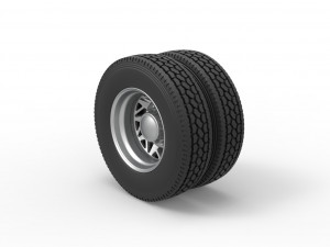 Rear custom wheel of semi truck Version 14 Scale 1 to 25 3D Baskı Modeli