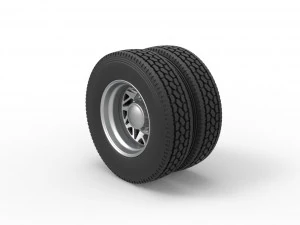 Rear custom wheel of semi truck Version 14 Scale 1 to 25 3D Print Model