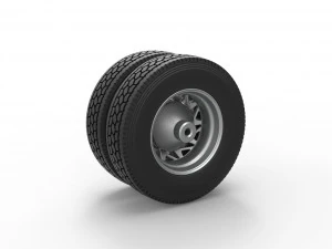 Rear custom wheel of semi truck Version 14 Scale 1 to 25 3D Print Model