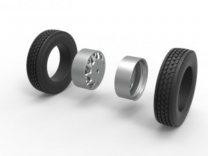 Rear custom wheel of semi truck Version 14 Scale 1 to 25 3D Baskı Modeli